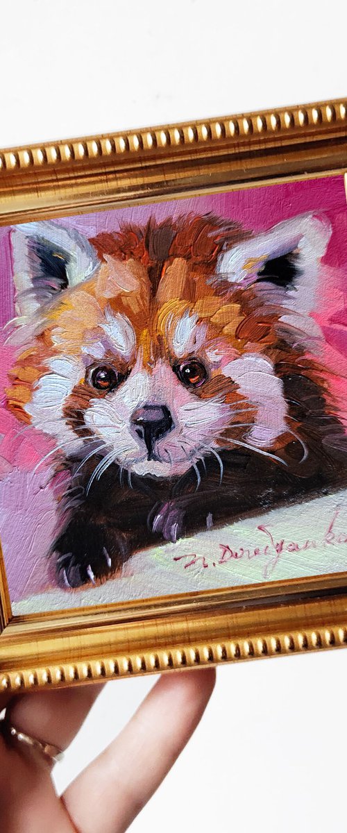 Red panda painting by Nataly Derevyanko