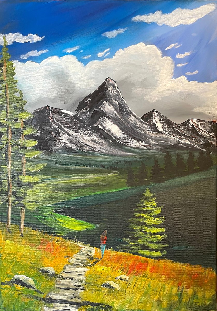 Impressionistic Landscape Acrylic Painting By Aisha Haider, 17 X 24, Healed By Nature, Original Artwork