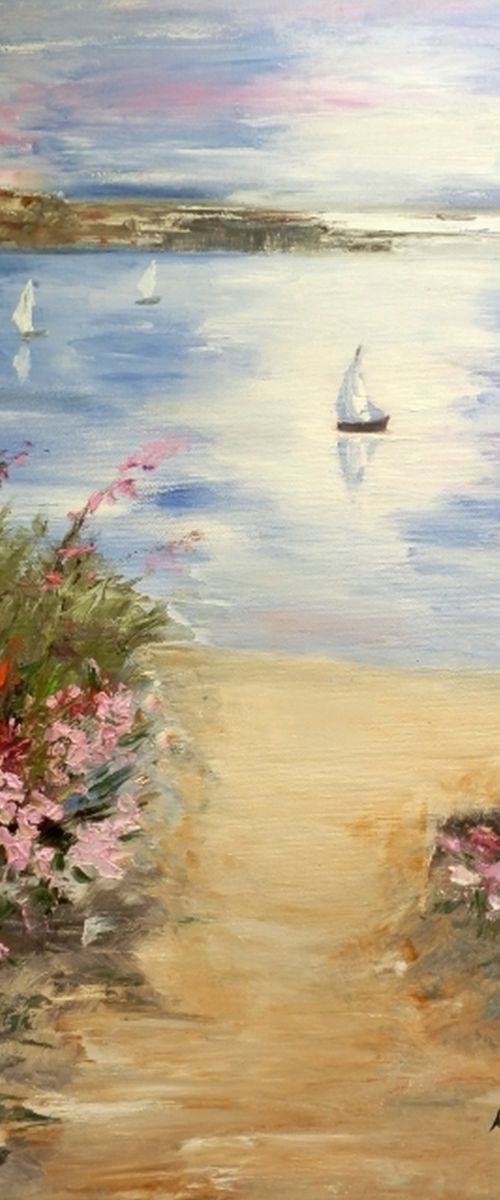 Oleanders at seaside by Maria Karalyos