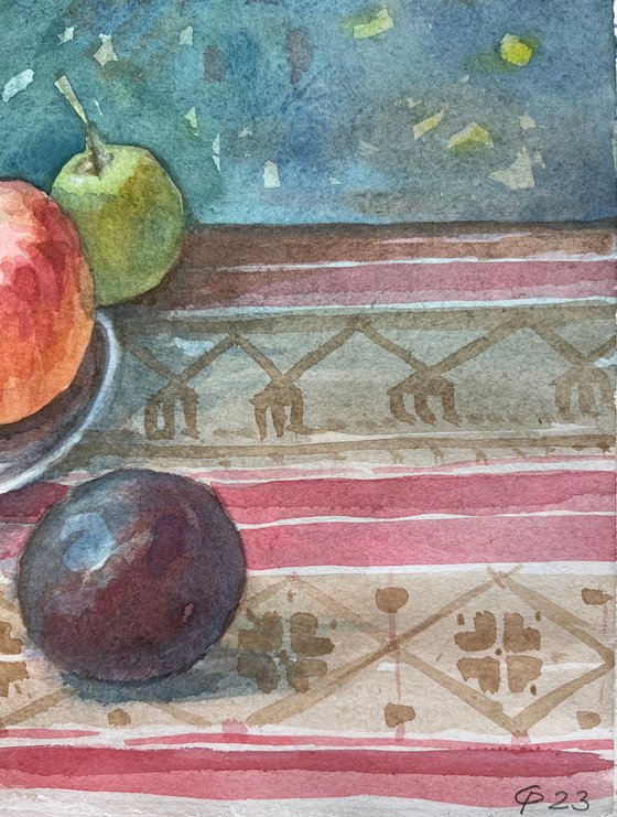 Apples Still life Ukrainian ornaments original artwork