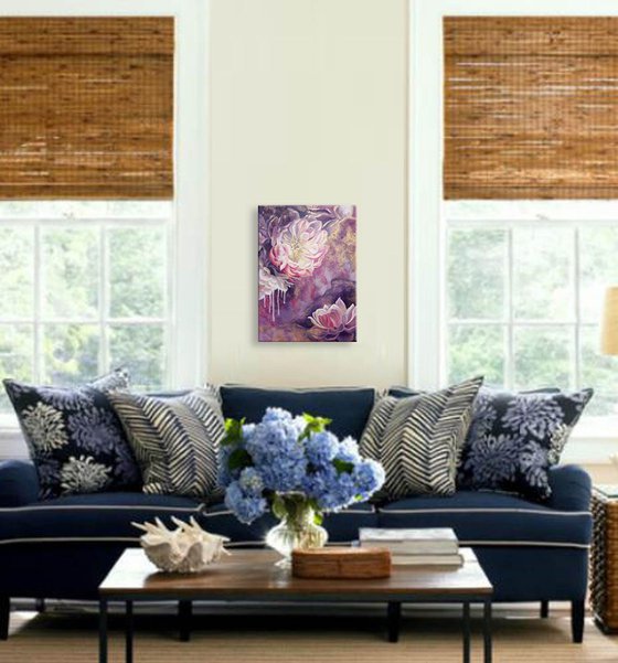 "Flowers glowing", peony painting, flowers painting, floral art