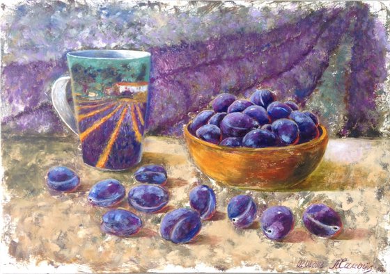 Lavender Morning with Plums
