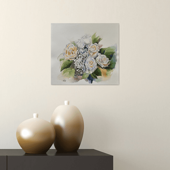 White Roses in watercolor