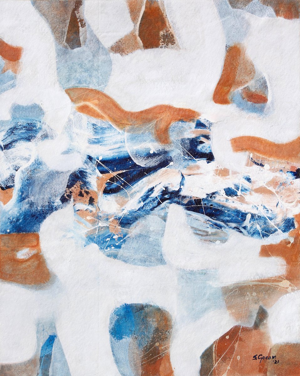 Abstract Acrylic Painting By Simona Gocan, 24 X 30", 