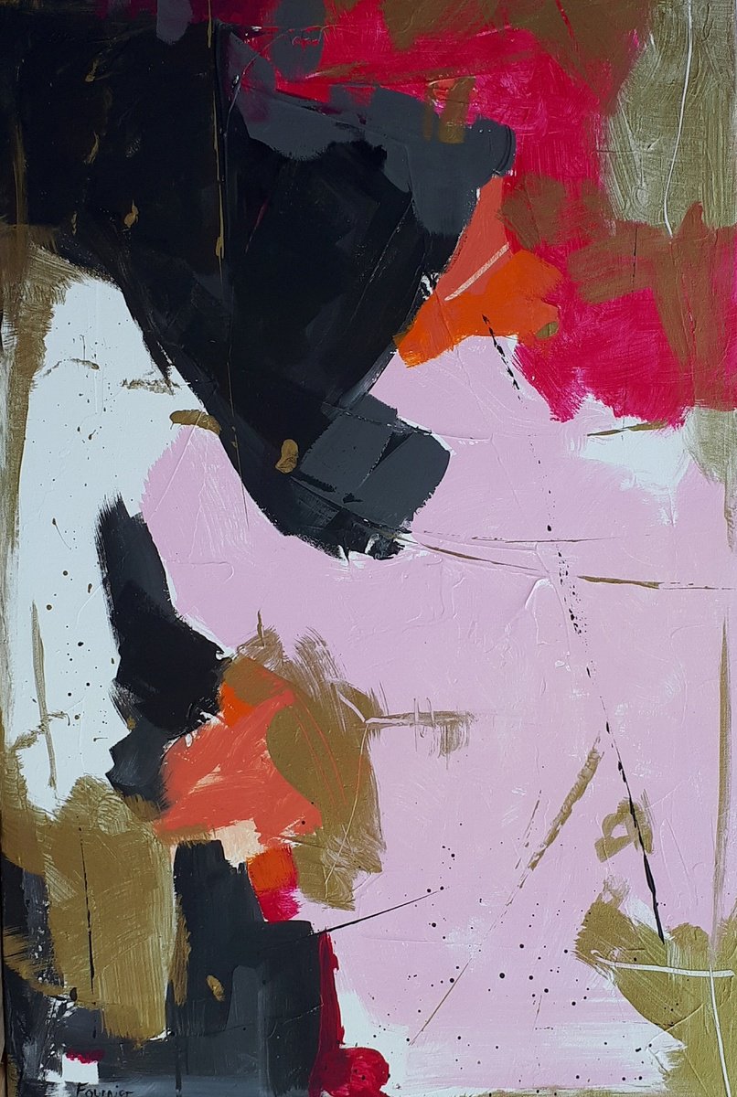 Abstract Acrylic Painting By Joyce Fournier, 24 X 36", Then I Knew, Original Artwork