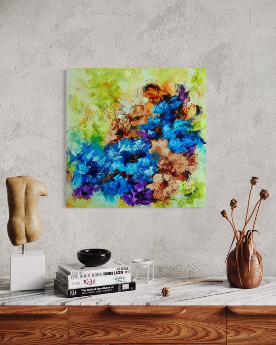 "Euphoria II" from "Colours of Summer" collection, abstract flower painting