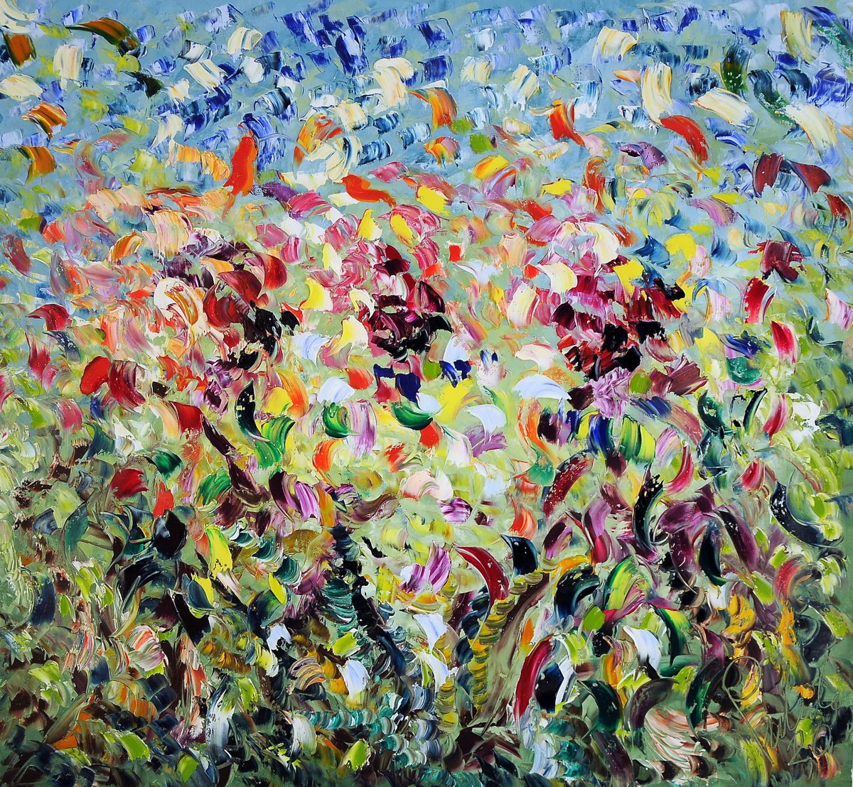 Impressionistic Abstract Oil Painting By Antonino Puliafico, 41 X 37, Ciclamini, Original Artwork