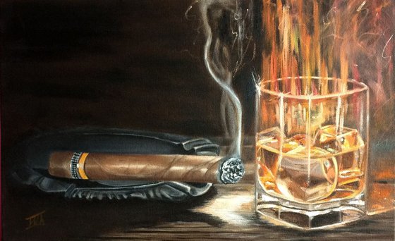 Cigar and Whisky. Still life for Man