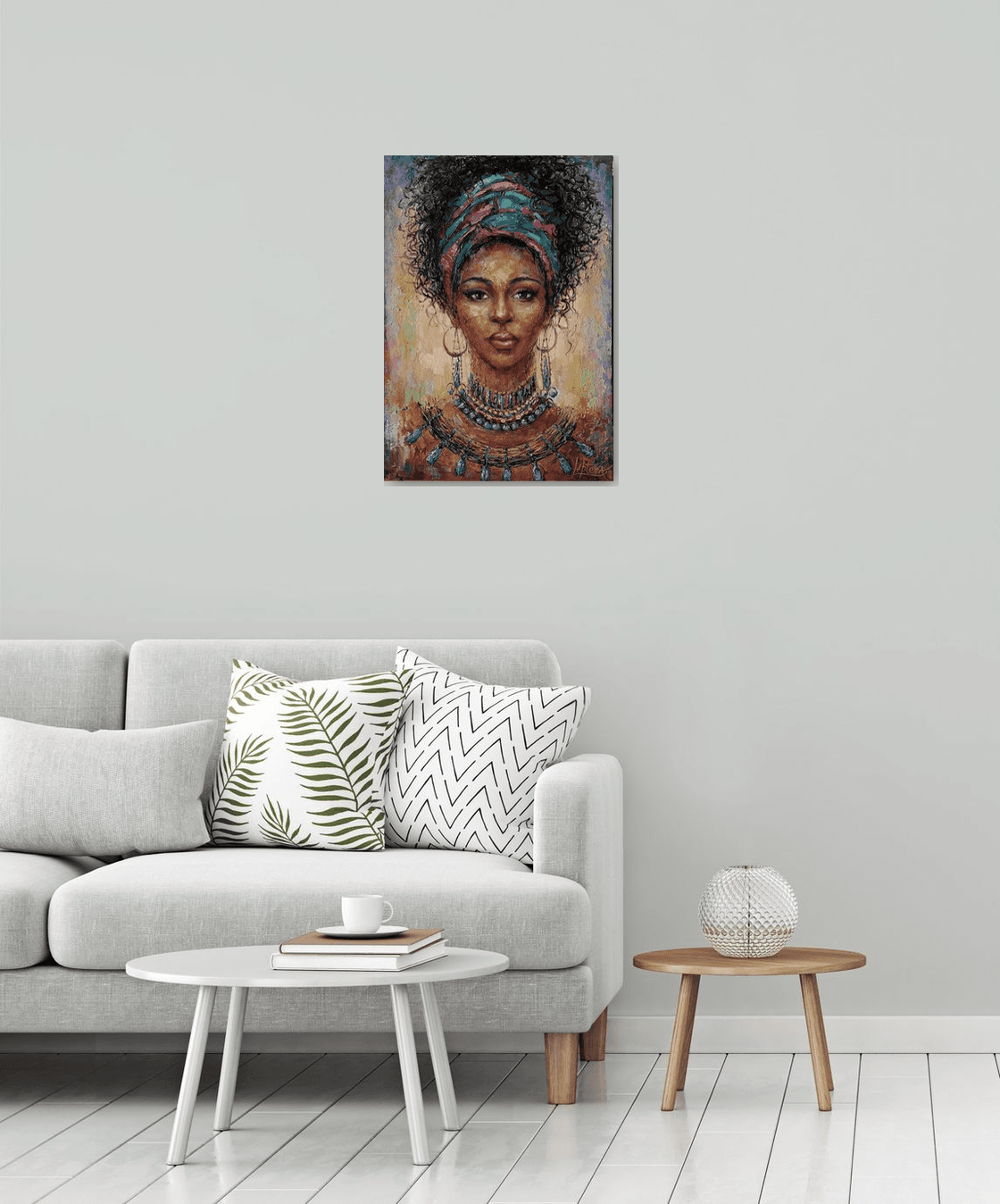 Original Oil Painting - Portrait of a Black Woman by Viktoria Lapteva