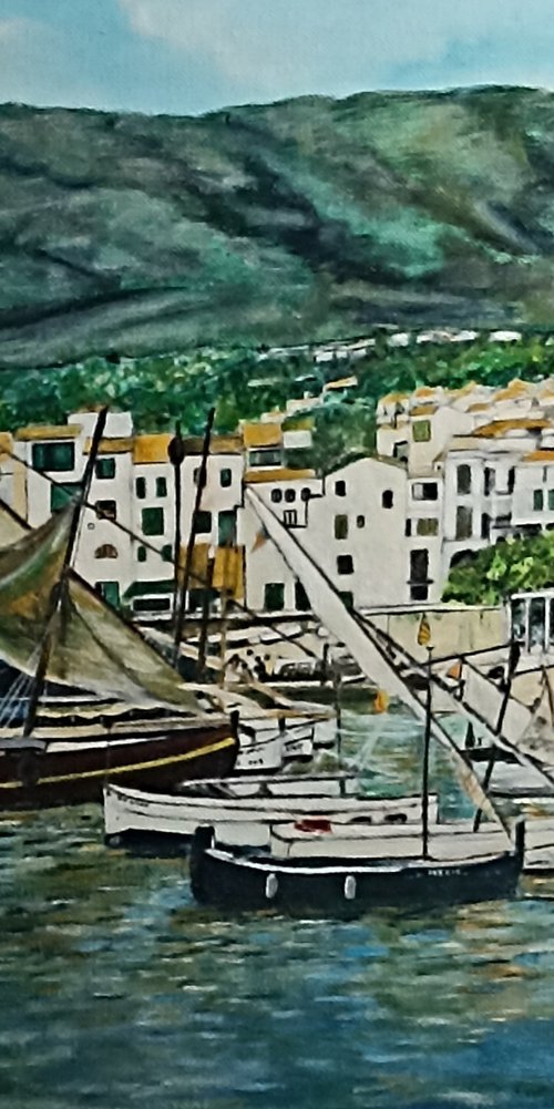 White village and boats by Isabelle Lucas