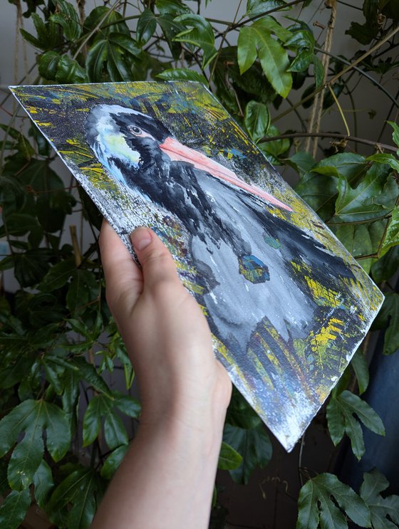Black stork in Mixed Media