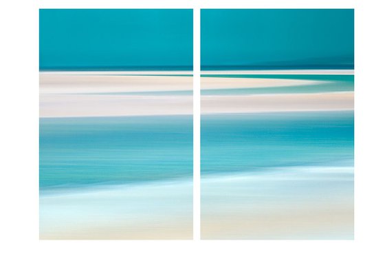 Summer Teal  - Diptych  Extra large teal beach abstract