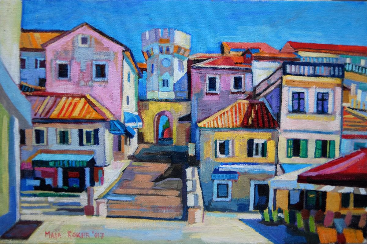 Maja Đokić Mihajlović | Original  Oil Painting | Mediterranean Street | 30 X 20Cm | Artwork For Sale On Artfinder