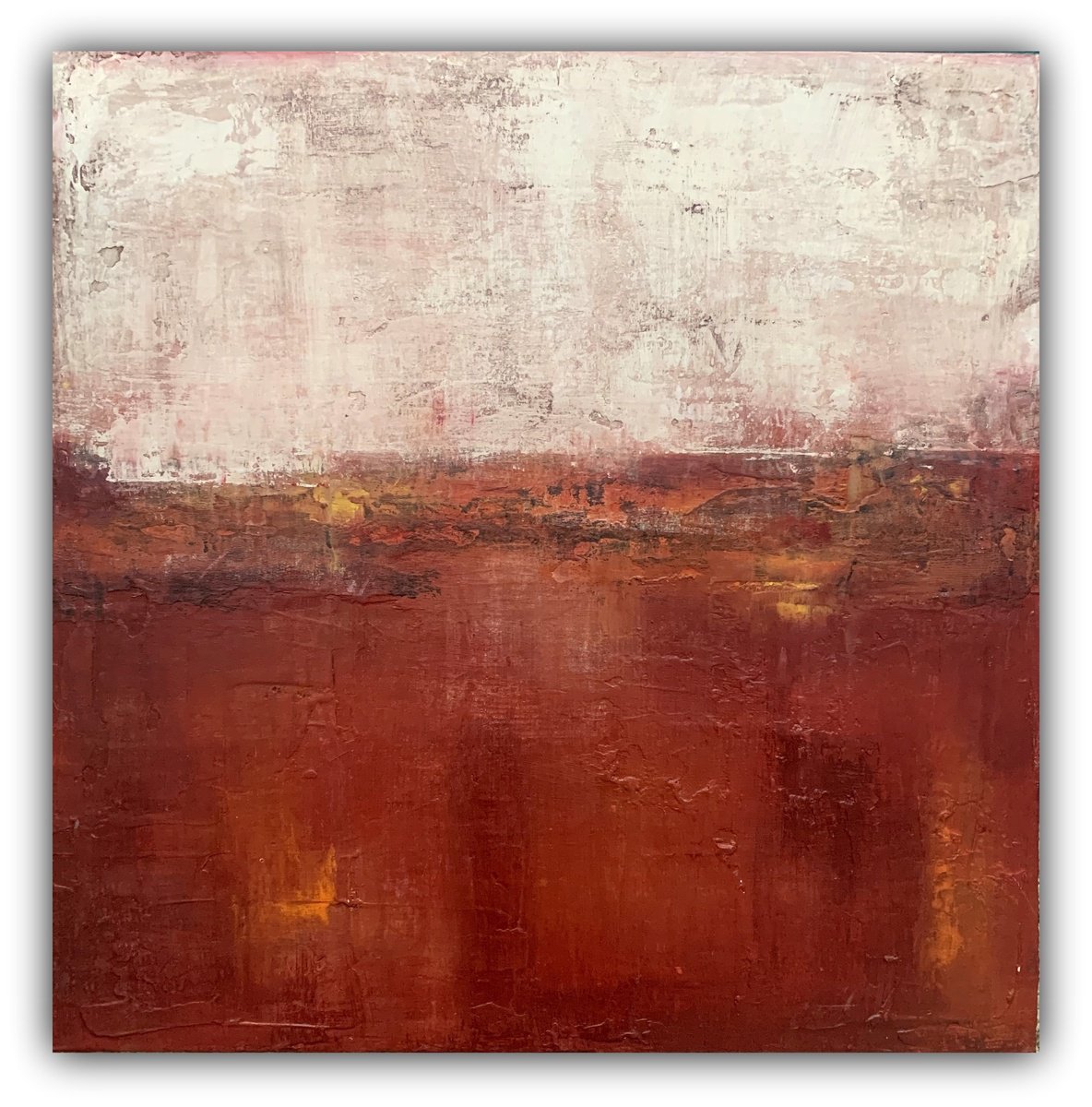 Geometric Abstract Acrylic Painting By Elizabeth Moran, 24 X 24, Red, Original Artwork