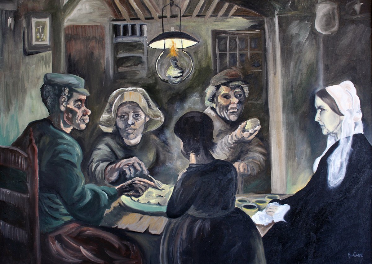 Impressionistic Portrait Oil Painting By Katrina Case, 37 X 29", Mothers Potatoes, Original Artwork