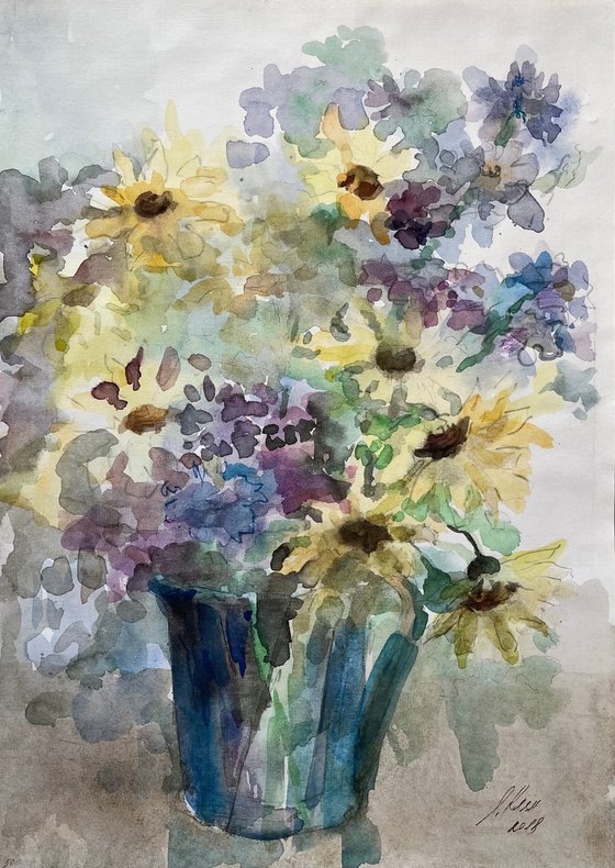 Bouquet. Original watercolour painting.