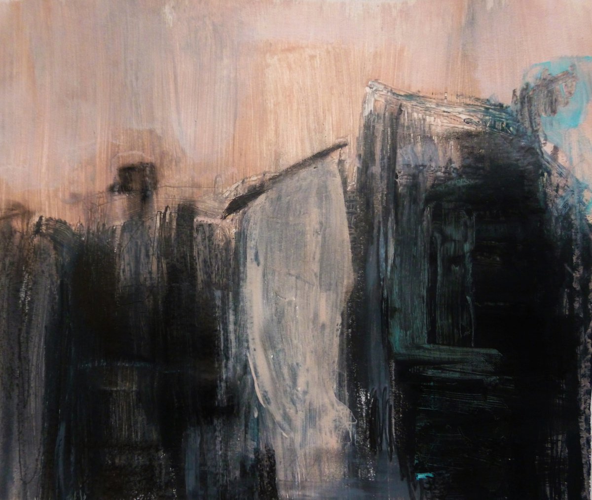 Organic Cityscapes Painting By Cynthia Gregorova, 13 X 11, Untitled (Horizonts), Original Artwork