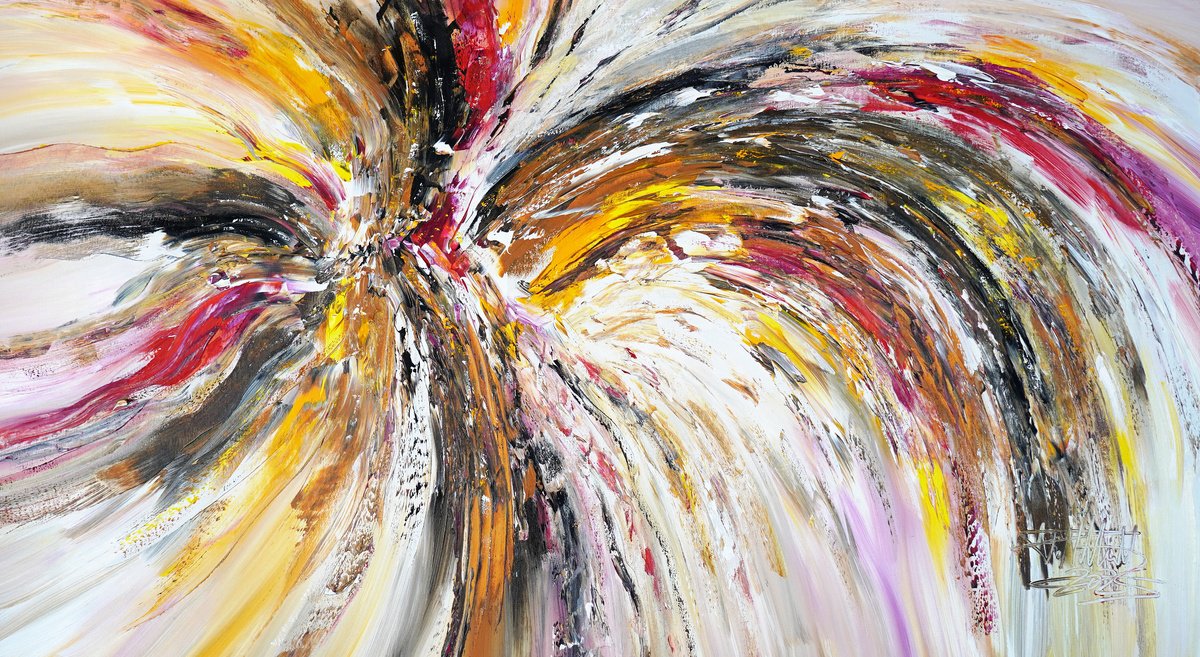 Abstract Acrylic Painting By Peter Nottrott, 61 X 33", Nature Adventure C 27, Original Artwork