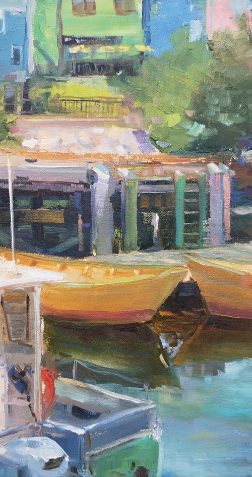 Old mooring line (ocean bay, plein air) (16x20x0.7") by Alexander Koltakov