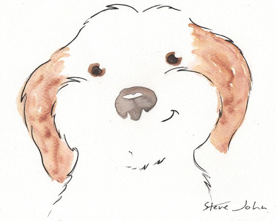 Damson the Ever so Cute Dog Watercolour by Steve John