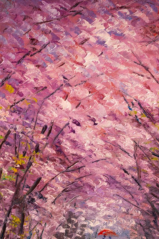 "Walk in the garden", spring landscape, sakura