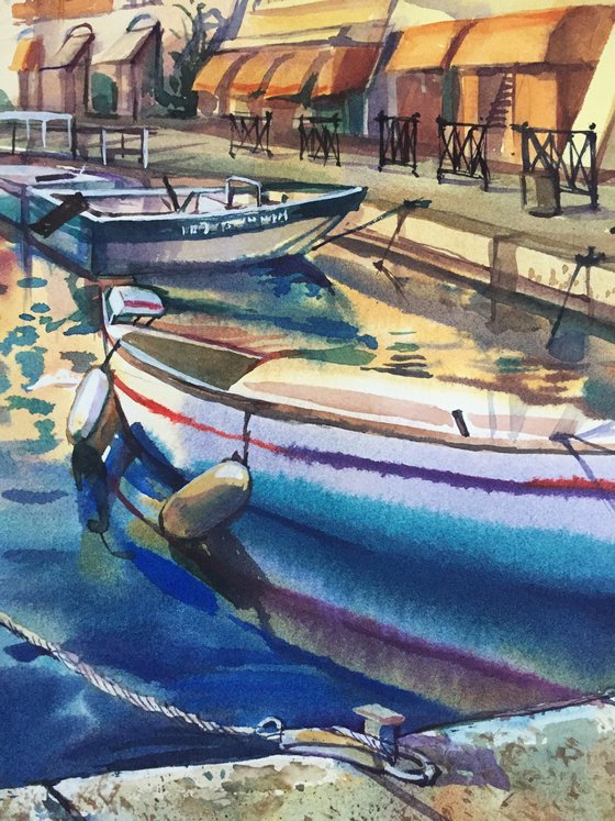 Italian landscape with boats