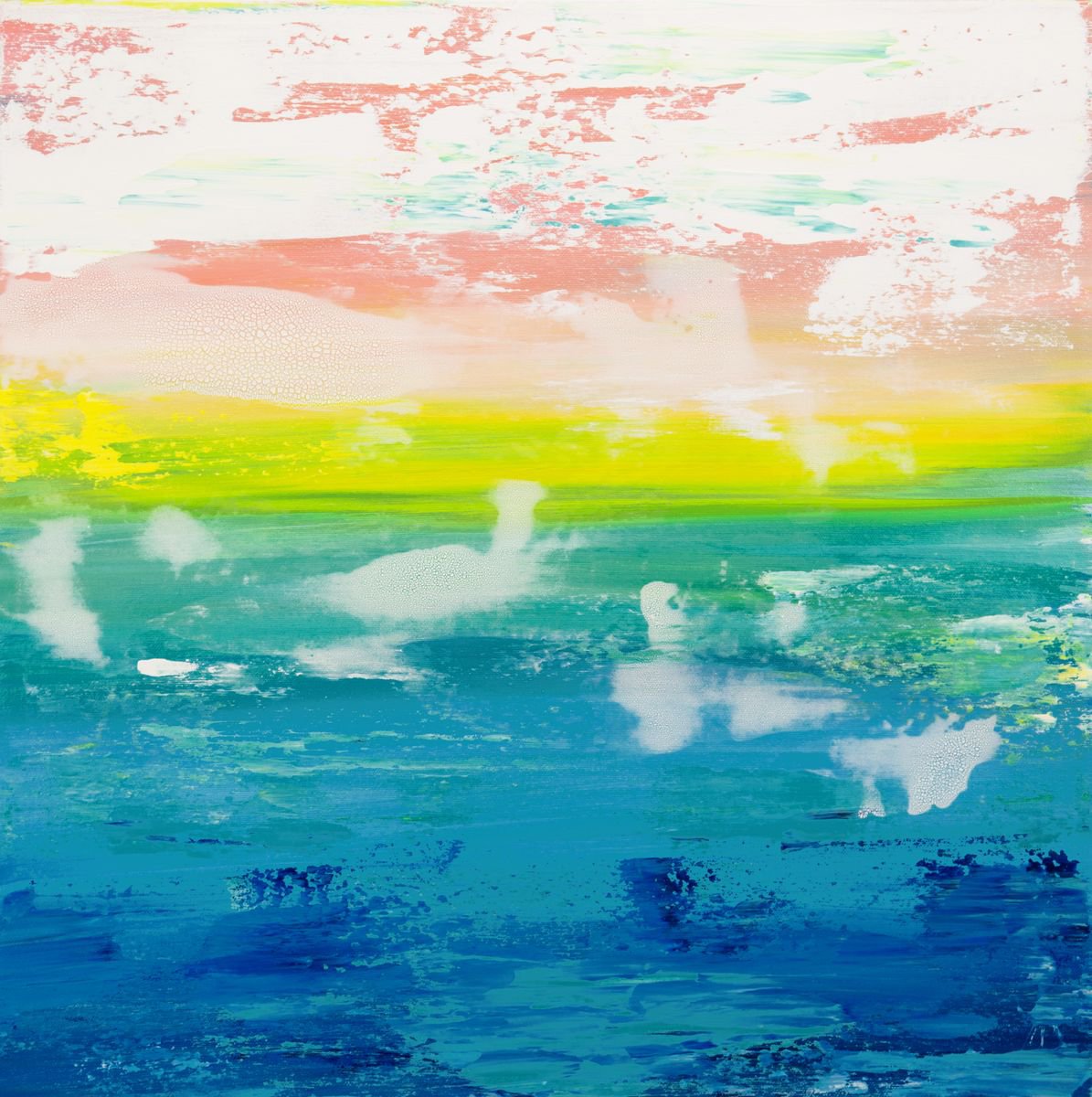 Abstract Acrylic Painting By Hilary Winfield, 20 X 20, Island Time, Original Artwork