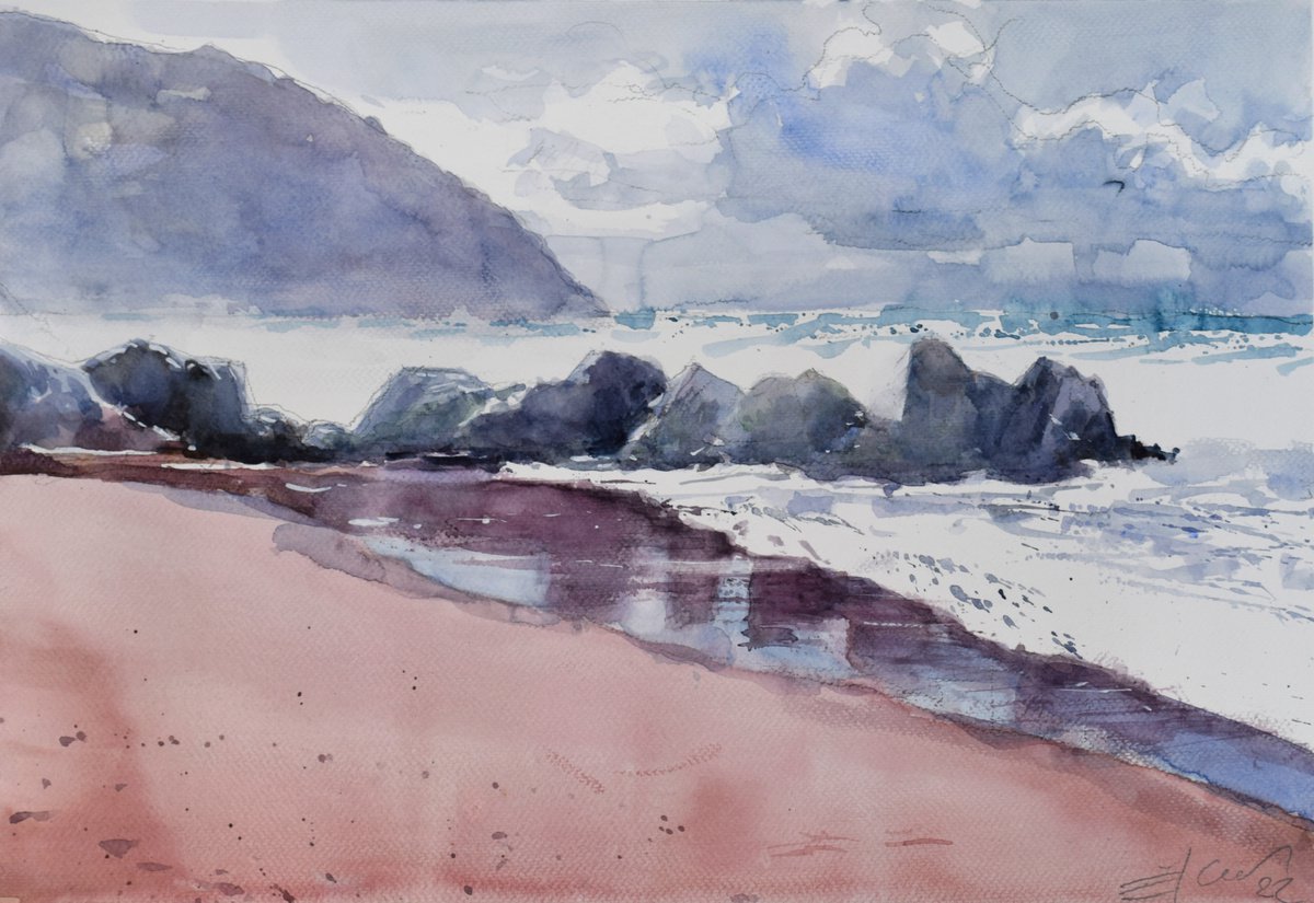 Cumeenoole beach by Goran igoli? Watercolors