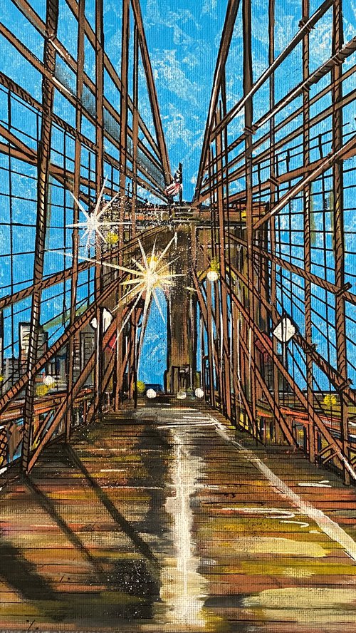 Brooklyn Bridge - Original on canvas board by John Curtis