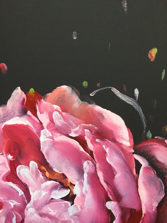 Red peony abstract painting