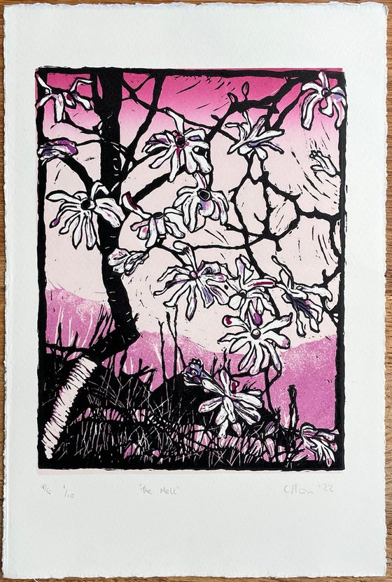 Magnolia Blossom Linocut