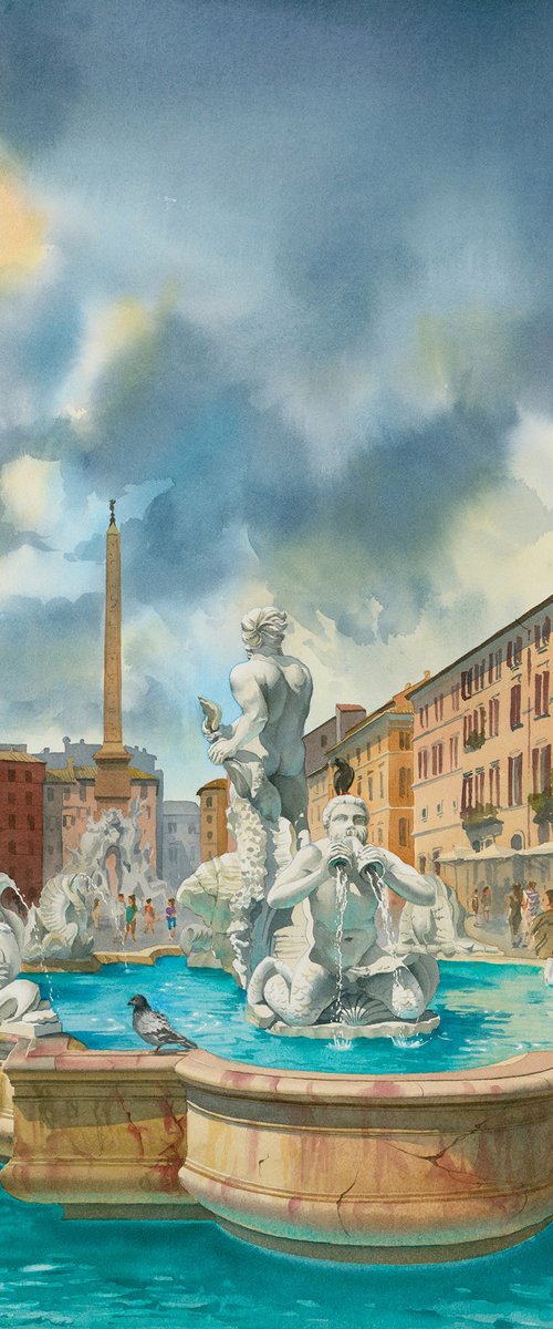 Azure luster. Piazza Navona by Eleanor Mill