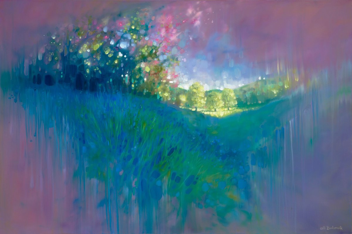 Expressive Landscape Oil Painting By Gill Bustamante, 36 X 24, Spring Calling, Original Artwork