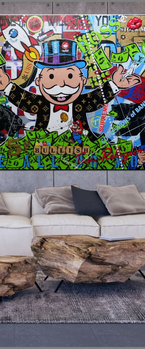 Monopoly Stock Picker 250cm x 150cm Monopoly Man Textured Urban Pop Art by Franko