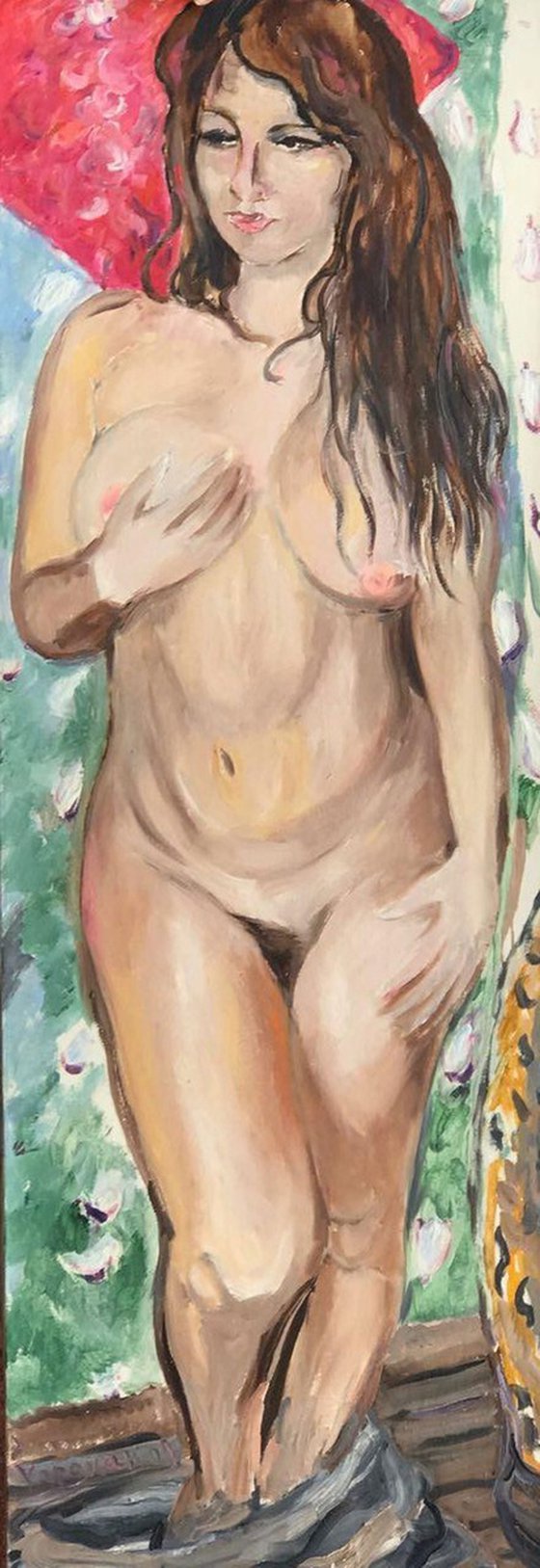 EVE - nude art, original painting, oil on canvas, large size 160x55