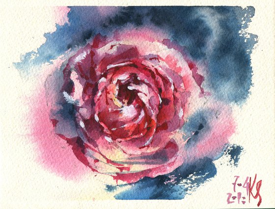 "Cosmic flower" original watercolor sketch small format