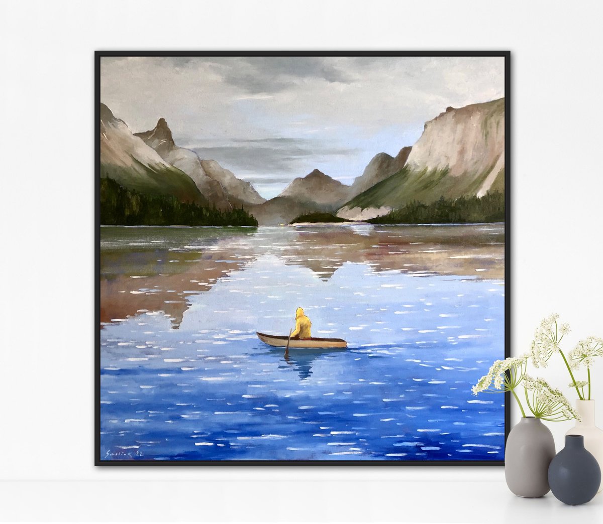 Oil Painting , Lonely Man In Yellow Jacket By Volodymyr Smoliak, 28 X 28, Artwork For Sale On Artfinder
