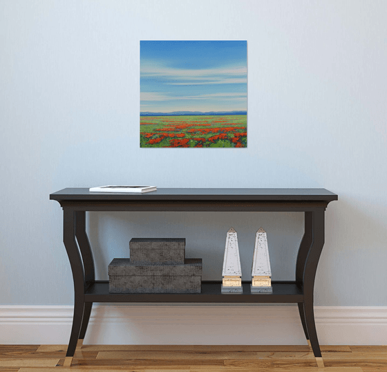 Spring Poppy Field - Colorful Flower Field Landscape