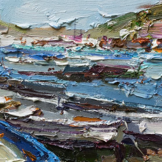 Boats in the bay - Original oil painting