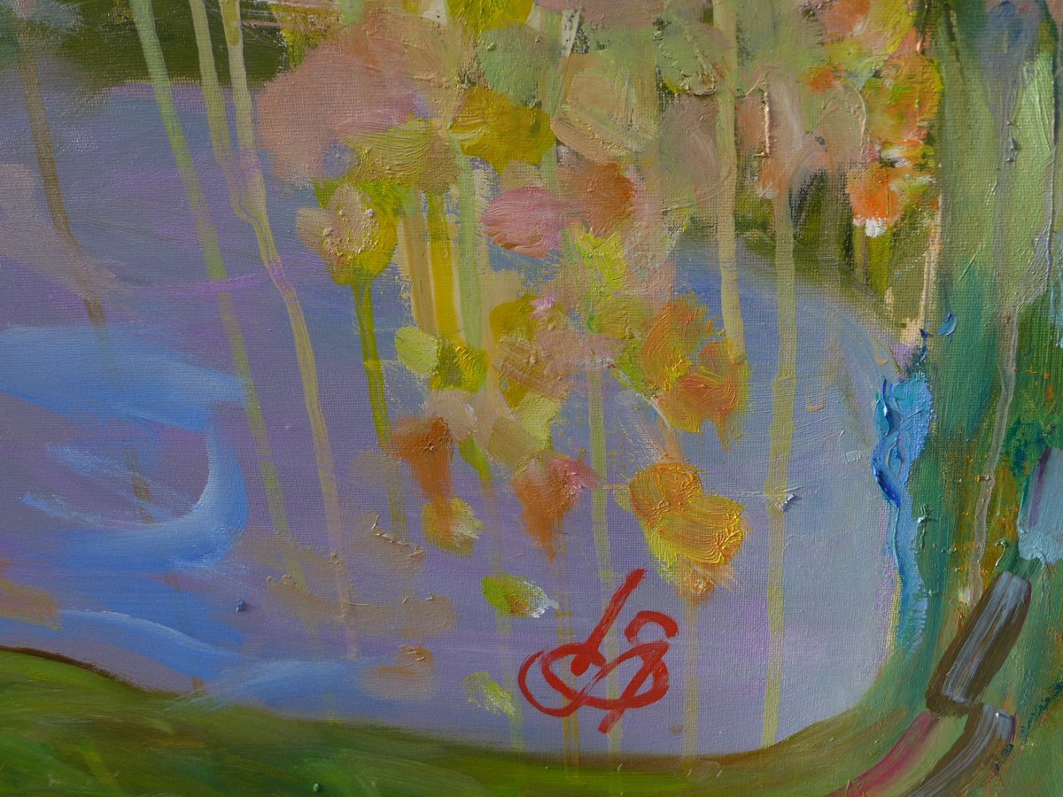 Impressionistic Landscape Oil Painting By Irina Smirnova-Seymour, 39 X 39, Gold Autumn, Original Artwork