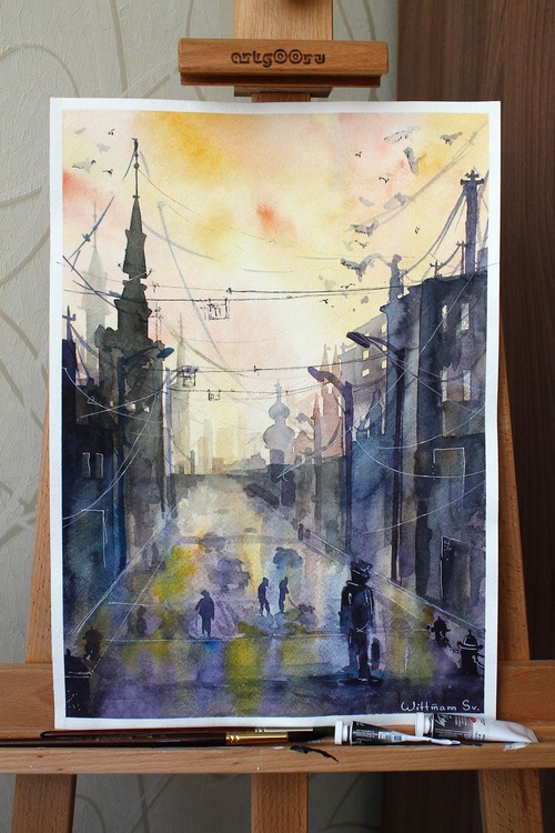Original 42x30 Cm Cityscape Watercolor Painting Artfinder