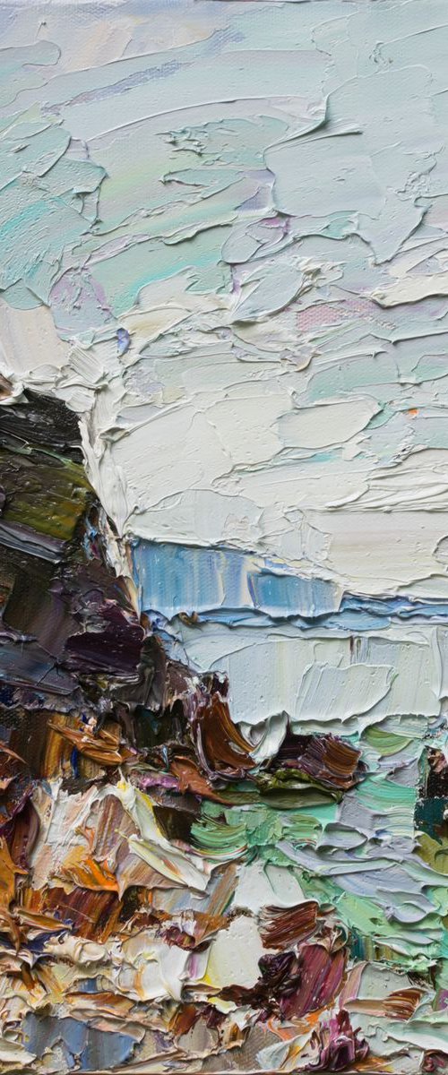 Rocky seascape #2 - Original oil painting by Anastasiia Valiulina