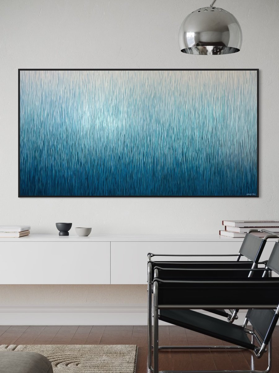 Abstract Acrylic Painting By George Hall, 67 X 35, Silent Paradise, Original Artwork