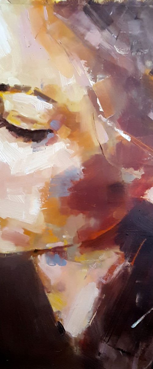 6-24-16 head study in umber by Thomas Donaldson