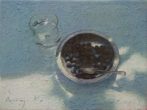 Blueberries and Glass of Water by Andrejs Ko