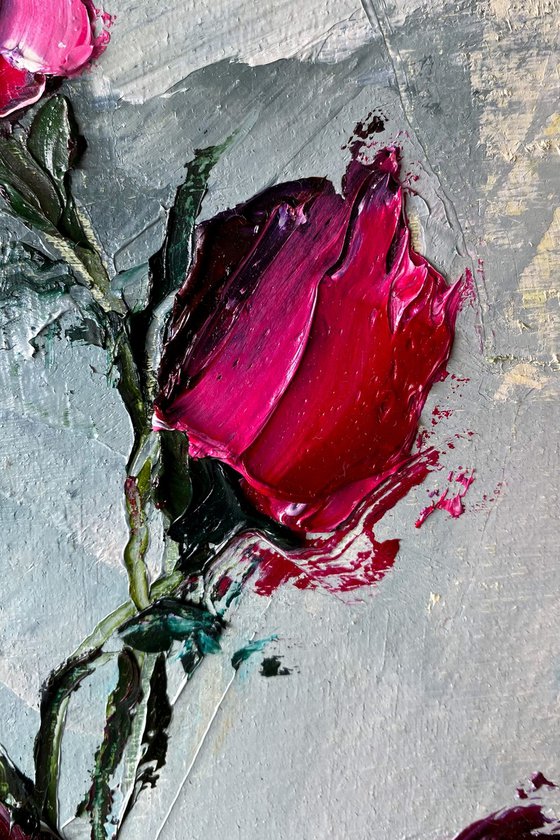 Red Rose Palette Knife Art