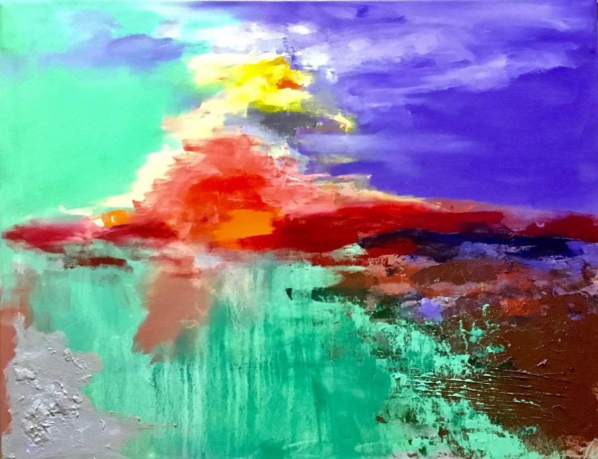 Abstract Oil Painting By Vera Klimova, 30 X 23", Goodbye To Summer, Original Artwork