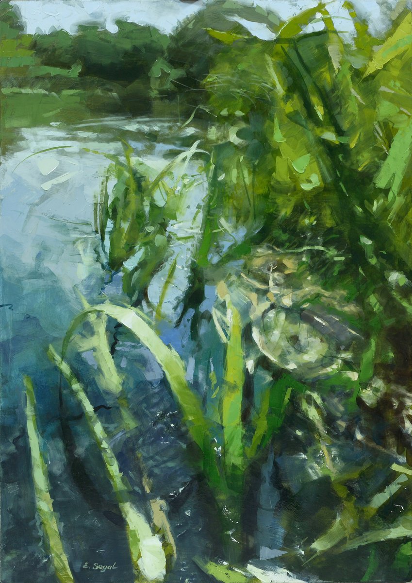 Expressive Oil Painting , River Grass2 By Eugene Segal, 20 X 28, Artwork For Sale On Artfinder