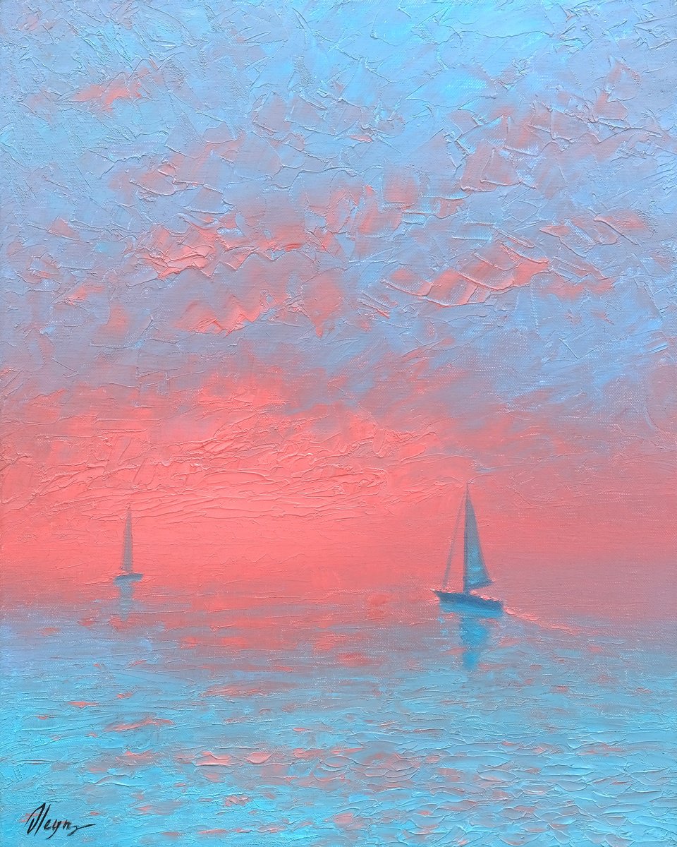 Impressionistic Landscape Oil Painting By Dmitry Oleyn, 16 X 20, New Sunrise, Original Artwork