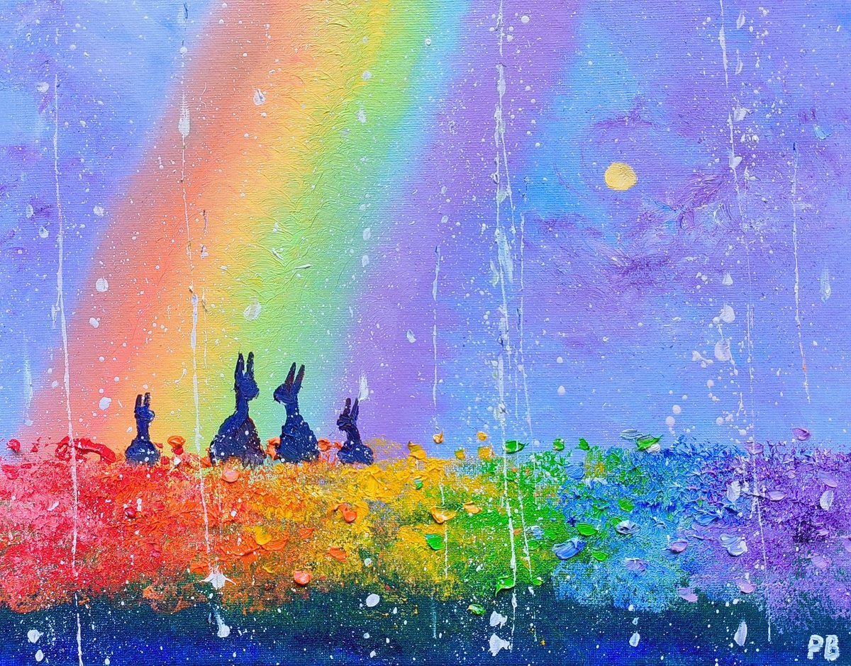 Rainbow Bunnies in Love by Phil Broad